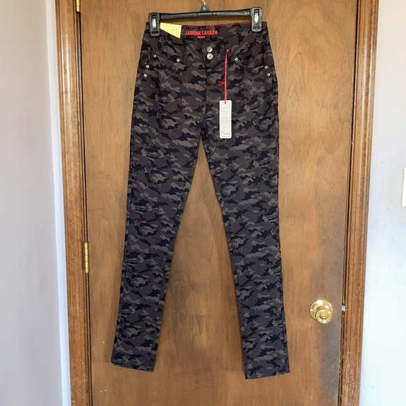 Sabrina Lauren skinny jean gray black camo print ultra soft stretch size 6 or 8 - Picture 4 of 17